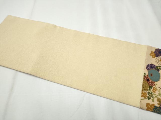 平和屋着物●九寸名古屋帯 草花文 鬼しぼ縮緬 正絹 逸品 CAAZ4389hy