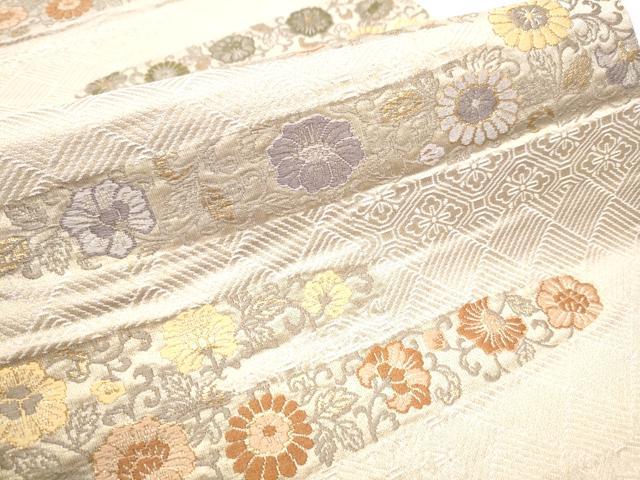 平和屋着物●六通柄袋帯 エ霞花唐草文 金糸 正絹 逸品 CAAZ4398hy