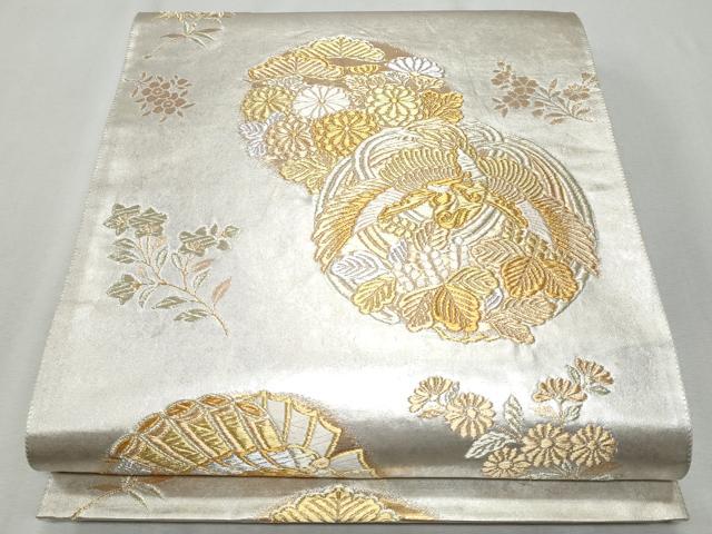 平和屋着物◎六通柄袋帯 唐織 飛鶴花丸松文 金銀糸 正絹 逸品 CAAZ4663fb