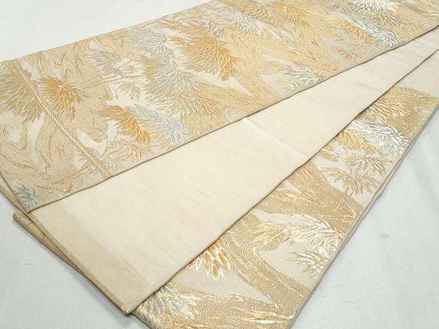 平和屋着物◎六通柄袋帯 笹 金銀糸 正絹 逸品 CAAZ4707fb