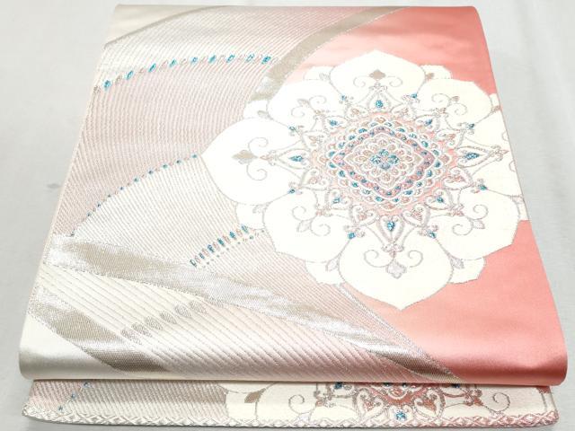 平和屋着物◎六通柄袋帯 舞花文 銀糸 正絹 逸品 CAAZ4717fb