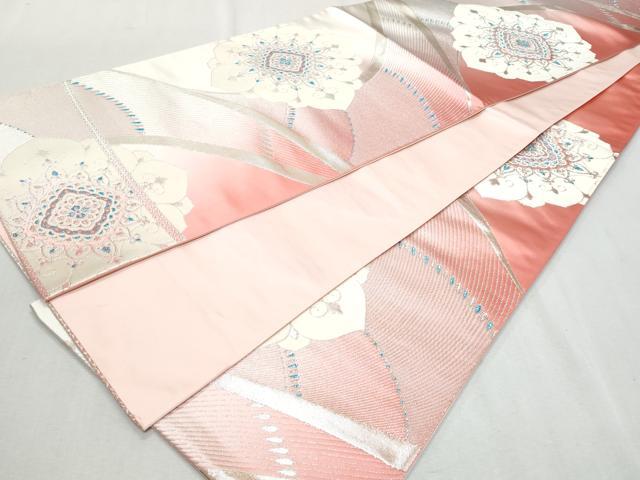 平和屋着物◎六通柄袋帯 舞花文 銀糸 正絹 逸品 CAAZ4717fb