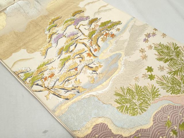 平和屋着物◎六通柄袋帯 唐織 雲取り花松文 金銀糸 正絹 逸品 CAAZ4790fb