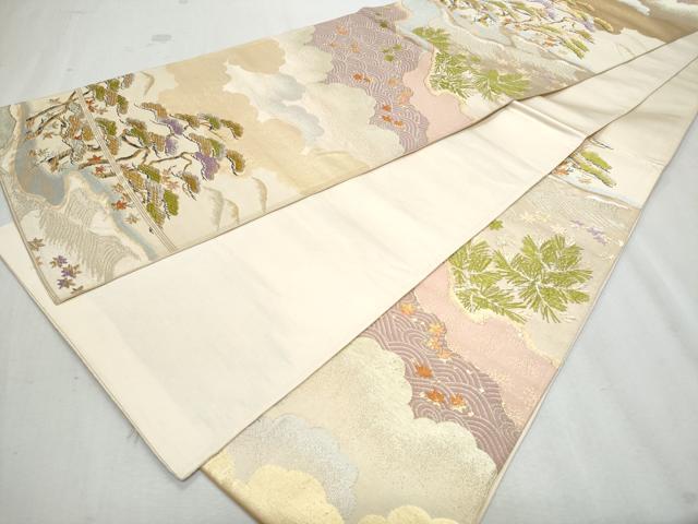 平和屋着物◎六通柄袋帯 唐織 雲取り花松文 金銀糸 正絹 逸品 CAAZ4790fb
