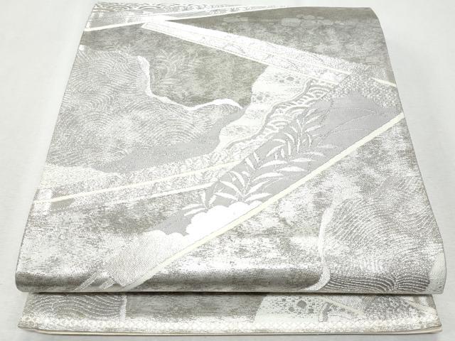 平和屋着物◎西陣 六通柄袋帯 道長扇面花文 銀糸 正絹 逸品 CAAZ4916fb