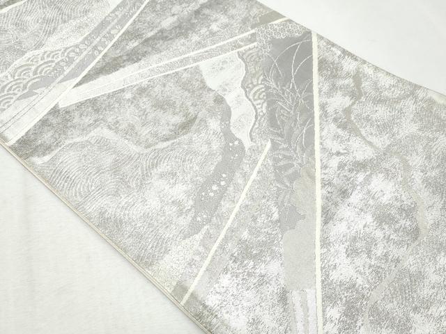 平和屋着物◎西陣 六通柄袋帯 道長扇面花文 銀糸 正絹 逸品 CAAZ4916fb