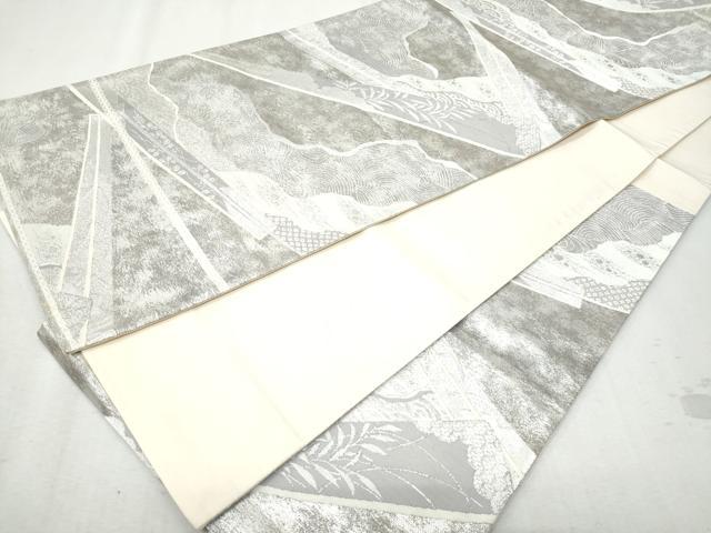 平和屋着物◎西陣 六通柄袋帯 道長扇面花文 銀糸 正絹 逸品 CAAZ4916fb