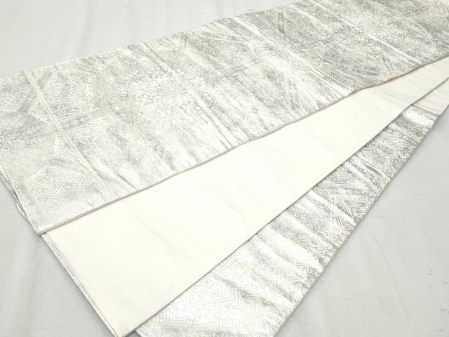 平和屋着物◎六通柄袋帯 正倉院花文 銀糸 正絹 逸品 CAAZ4923fb