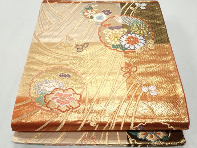 平和屋着物◎六通柄袋帯 唐織 雪輪花文 金銀糸 正絹 逸品 CAAZ4957fb