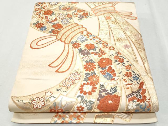 平和屋着物◎六通柄袋帯 唐織 熨斗重ね 金糸 正絹 逸品 CAAZ4968fb