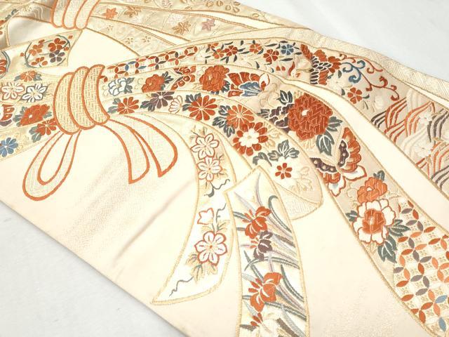 平和屋着物◎六通柄袋帯 唐織 熨斗重ね 金糸 正絹 逸品 CAAZ4968fb