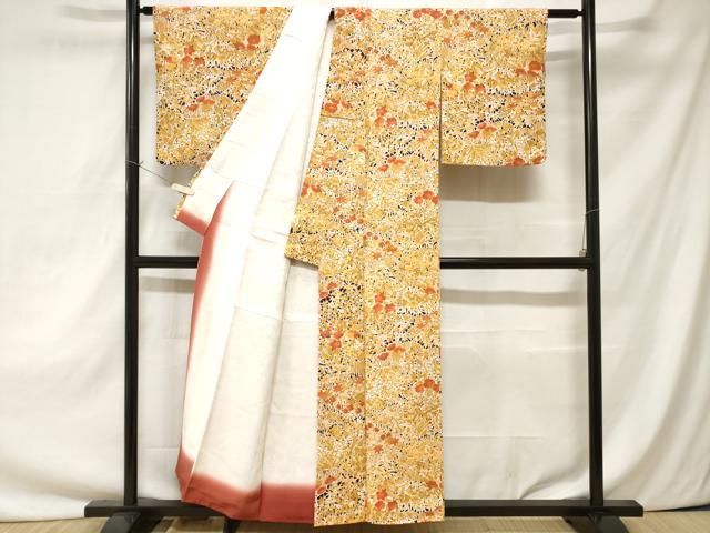 平和屋着物■上質な小紋 草花文 金彩 正絹 逸品 CAAZ5300ev
