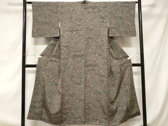 平和屋着物■上質な小紋 型染め 風景文 鬼しぼ縮緬 正絹 逸品 CAAZ5358ev