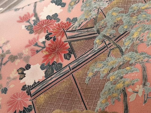 平和屋着物■訪問着 風景花文 暈し染め 金彩 正絹 逸品 CAAZ5476ev