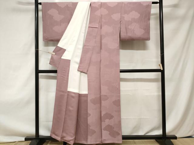 平和屋着物■上質な色無地 雲取り地紋 浅紫色 正絹 逸品 CAAZ5789ev