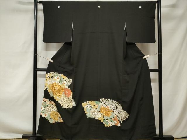 平和屋着物■豪華黒留袖 駒刺繍 椿 乱菊 正絹 逸品 CAAZ5838ev