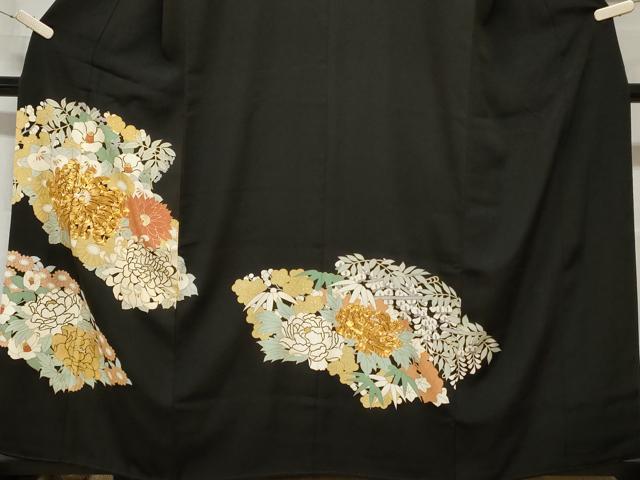 平和屋着物■豪華黒留袖 駒刺繍 椿 乱菊 正絹 逸品 CAAZ5838ev