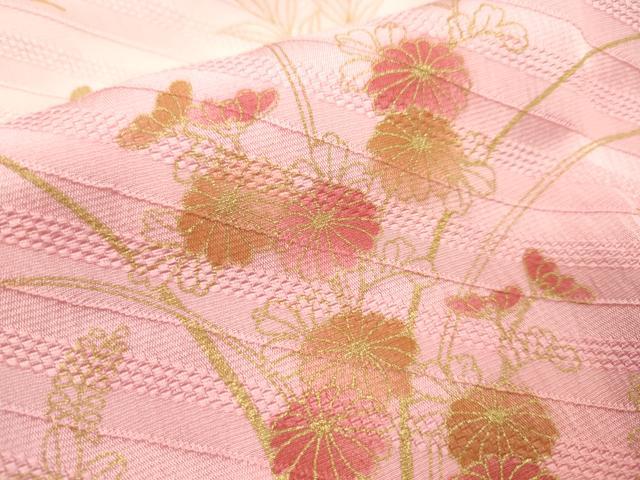 平和屋着物●和装小物 帯締め・帯揚げセット 草花文 暈し染め 金彩 奈良組 逸品 未使用 CAAZ6072ju
