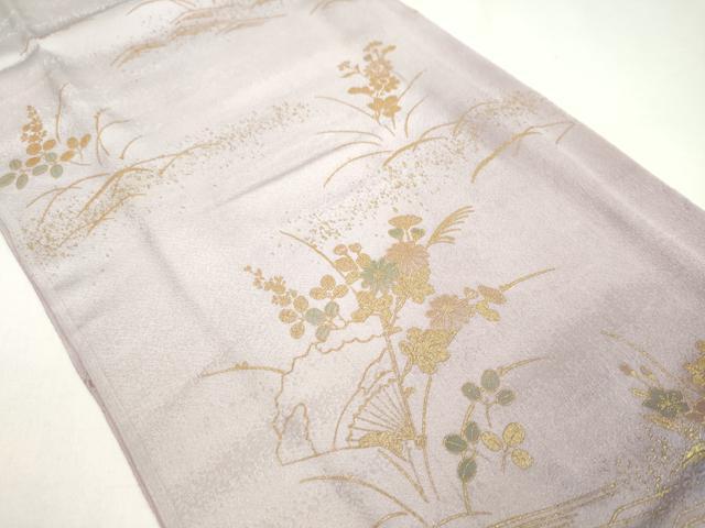 平和屋着物●和装小物 帯締め・帯揚げセット 扇草花文 暈し染め 金彩 高麗組 逸品 未使用 CAAZ6075ju