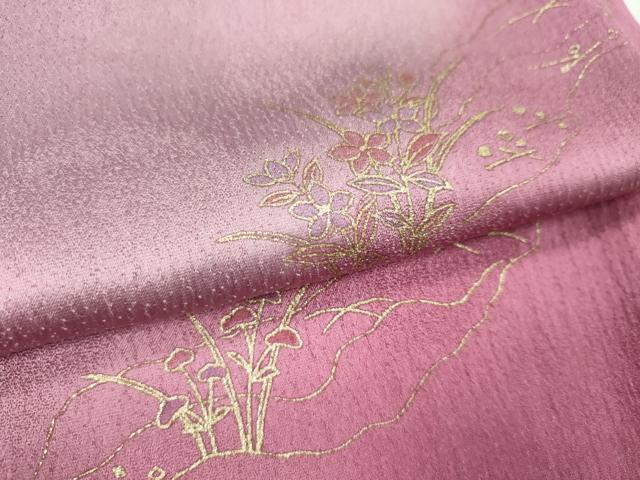 平和屋着物●和装小物 帯締め・帯揚げセット 道長草花文 暈し染め 金彩 逸品 未使用 CAAZ6076ju