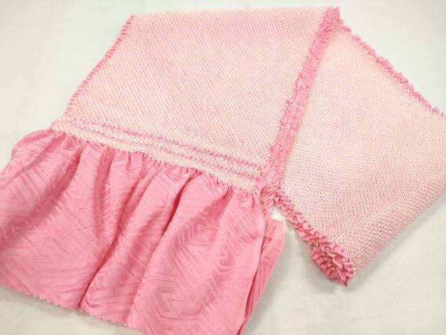 平和屋着物●和装小物 帯締め・帯揚げセット 振袖用 総絞り ピンク 丸組 逸品 未使用 CAAZ6223ju