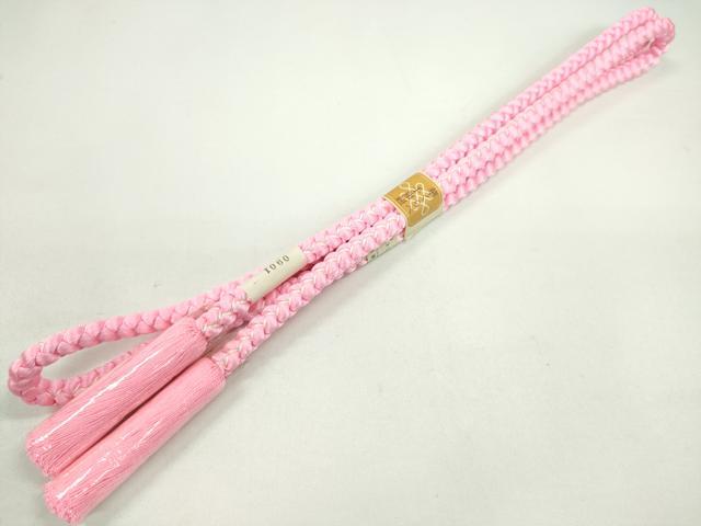 平和屋着物●和装小物 帯締め・帯揚げセット 振袖用 総絞り ピンク 丸組 逸品 未使用 CAAZ6223ju