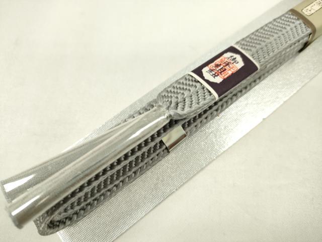 平和屋着物●和装小物 帯締め・帯揚げセット 色無地 縮緬 薄鈍色 伊賀手組み紐 笹浪組 逸品 未使用 CAAZ6273ju