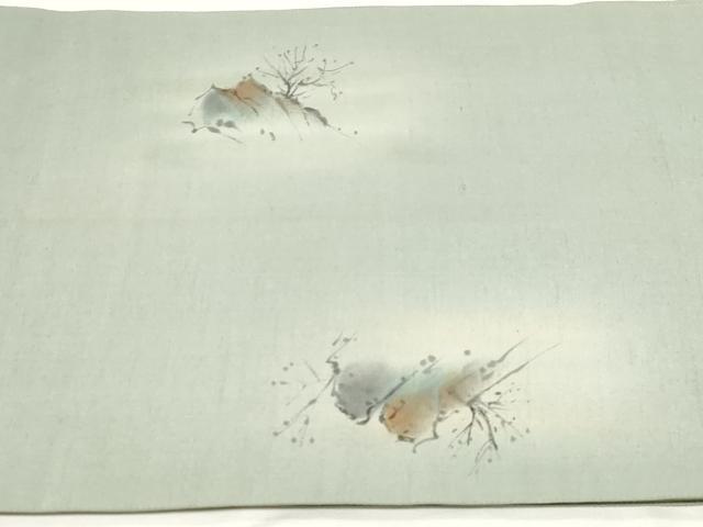 平和屋着物●太鼓柄袋帯 作家物 手描き 紬地 風景文 正絹 逸品 CAAZ6425dy