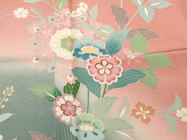 平和屋着物●訪問着 友禅 作家物 草花文 暈し染め 正絹 逸品 CAAZ6506dy