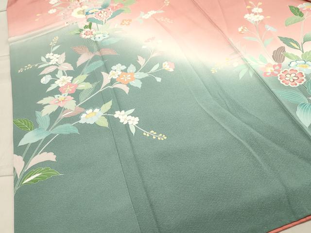 平和屋着物●訪問着 友禅 作家物 草花文 暈し染め 正絹 逸品 CAAZ6506dy