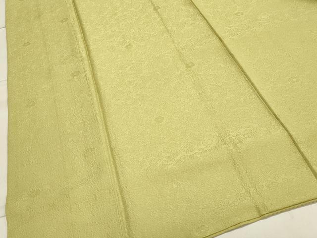平和屋着物●上質な色無地 舞花地紋 青朽葉色 正絹 逸品 CAAZ6521dy