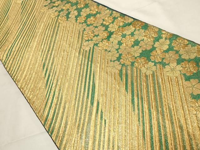 平和屋着物▼両面 全通柄袋帯 舞花文 金糸 正絹 逸品 CAAZ6676dy