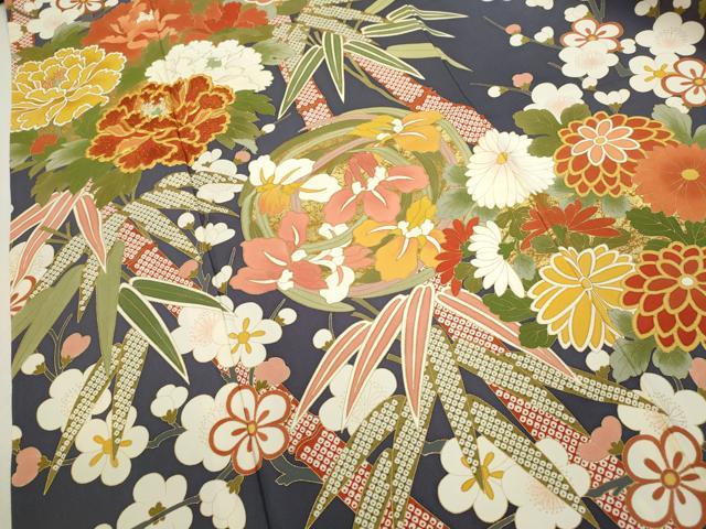 平和屋着物●豪華振袖 駒刺繍 草花丸文 金彩 正絹 逸品 CAAZ6923ze