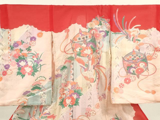 平和屋着物*夏物 お宮参り 女の子 祝着 産着 初着 のしめ 絽 糸車鳳凰草花文 銀彩 逸品 CAAZ6973ze