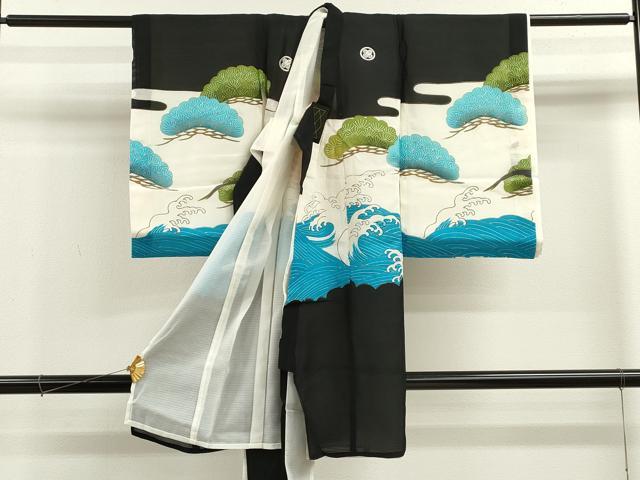 平和屋着物*夏物 お宮参り 男の子 祝着 産着 初着 のしめ 絽 刺繍 鷹 立波松文 金彩 逸品 CAAZ7124ze