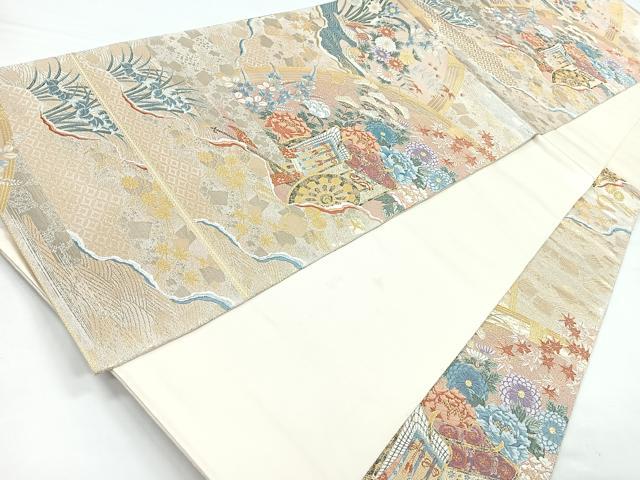 平和屋着物◎六通柄袋帯 唐織 檜垣御所解文 金糸 正絹 逸品 CAAZ7417nb