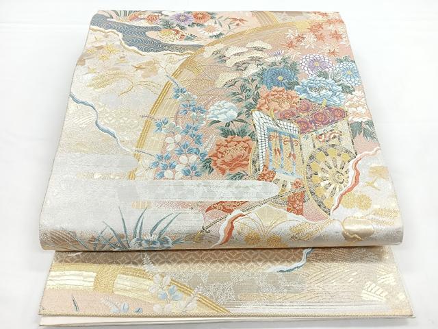 平和屋着物◎六通柄袋帯 唐織 檜垣御所解文 金糸 正絹 逸品 CAAZ7417nb
