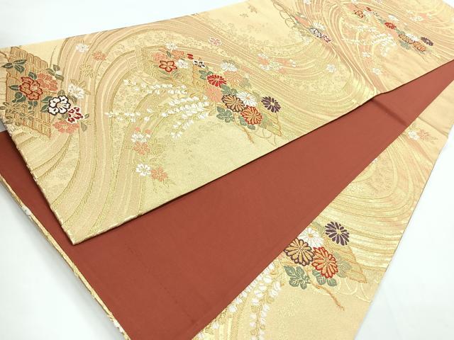 平和屋着物◎六通柄袋帯 花筏文 金糸 鈴乃屋扱い 正絹 逸品 CAAZ7429nb
