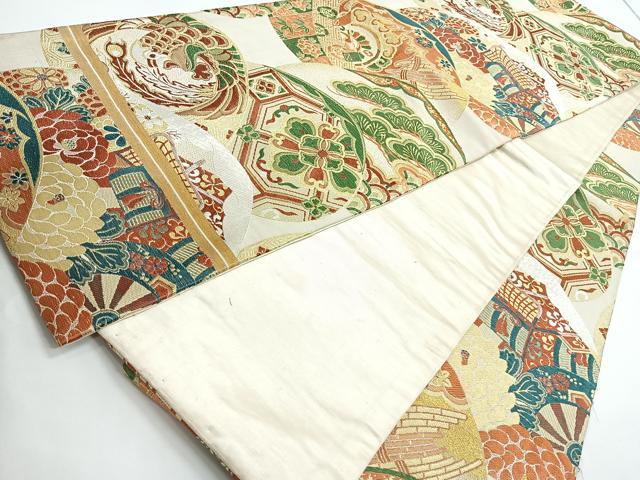 平和屋着物◎アンティーク 大正ロマン 全通柄京袋帯 鳳凰花文 正絹 逸品 CAAZ7450nb