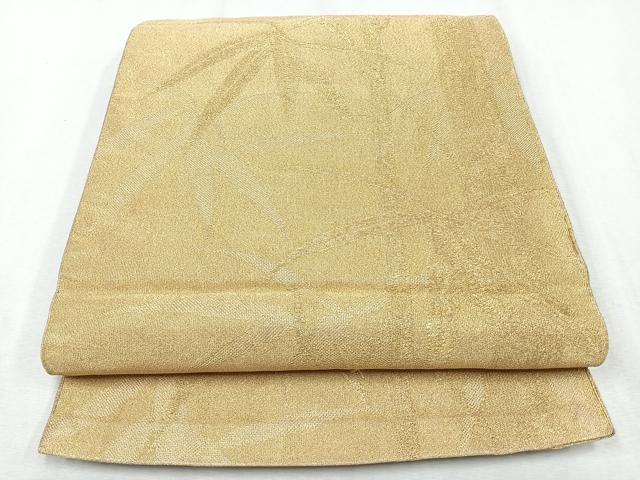 平和屋着物◎八寸名古屋帯 笹竹文 金糸 正絹 逸品 CAAZ7492nb
