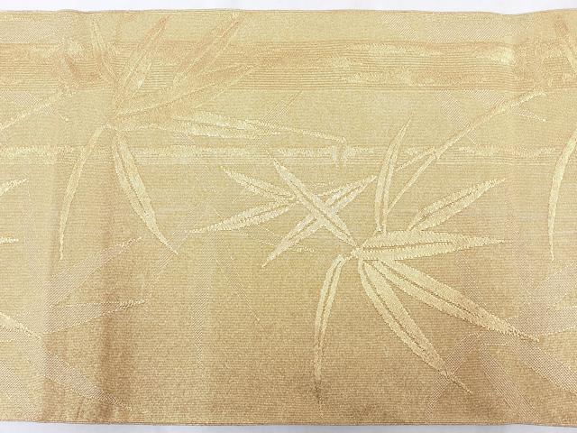 平和屋着物◎八寸名古屋帯 笹竹文 金糸 正絹 逸品 CAAZ7492nb