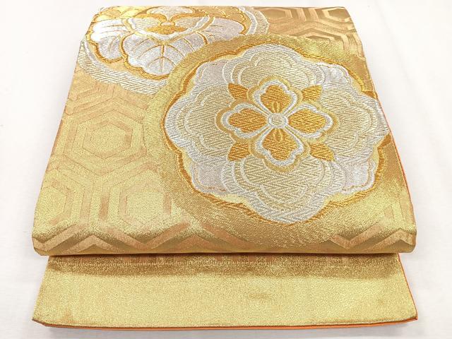 平和屋着物◎六通柄袋帯 鏡裏花文 桐 松 金銀糸 正絹 逸品 CAAZ7532nb