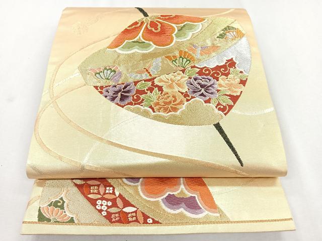 平和屋着物◎六通柄袋帯 唐織 コマ 金糸 正絹 逸品 CAAZ7561nb