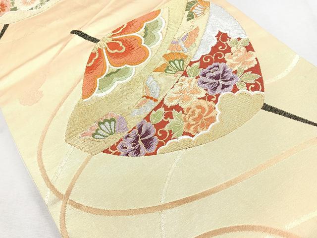 平和屋着物◎六通柄袋帯 唐織 コマ 金糸 正絹 逸品 CAAZ7561nb