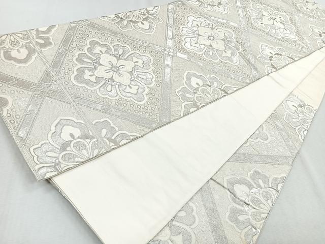 平和屋着物◎六通柄袋帯 唐織 天井花文 銀糸 正絹 逸品 CAAZ7594nb