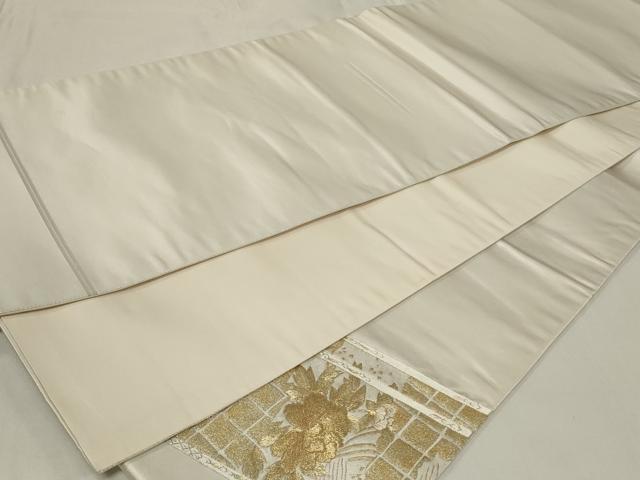 平和屋着物◎太鼓柄袋帯 刺繍 流水草花文 金銀糸 正絹 逸品 CAAZ7621in