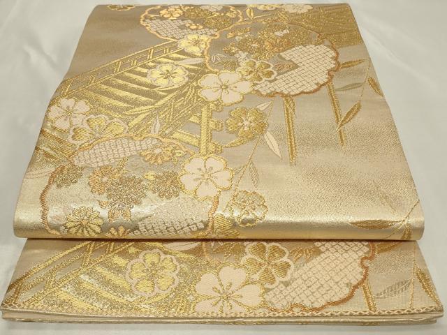 平和屋着物◎六通柄袋帯 渡り橋雪輪花文 金糸 正絹 逸品 CAAZ7656in