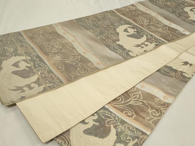 平和屋着物◎六通柄袋帯 鳳凰花唐草文 金糸 正絹 逸品 CAAZ7657in