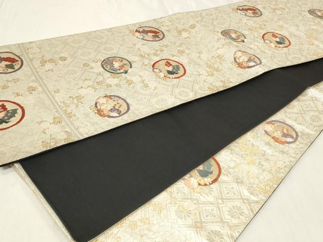 平和屋着物◎六通柄袋帯 唐織 花蝶丸文 金糸 正絹 逸品 CAAZ7723in