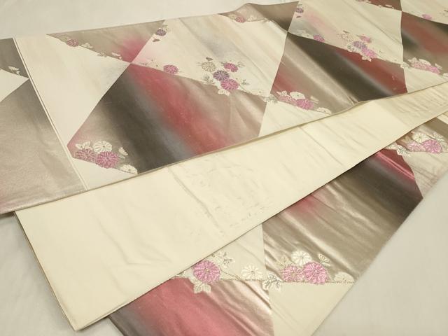 平和屋着物◎六通柄袋帯 草花文 菊 金銀糸 正絹 逸品 CAAZ7848in
